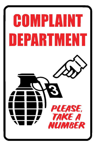 Complaint Department Decal Vinyl Sticker