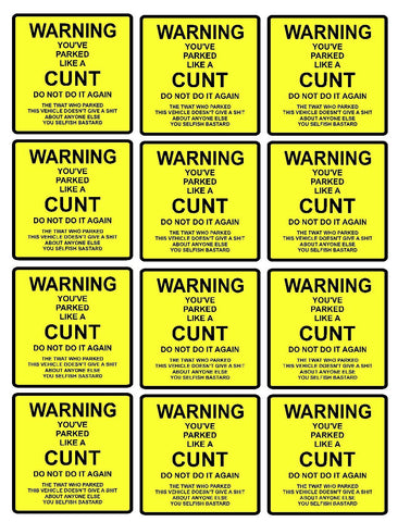 12 x Selfish Parking Decal Vinyl Stickers