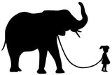 Girl with Elephant Silhouette Decal Vinyl Sticker