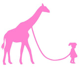 Girl with Giraffe Silhouette Decal Vinyl Sticker