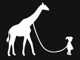 Girl with Giraffe Silhouette Decal Vinyl Sticker