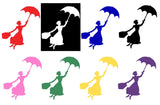 Mary Poppins Silhouette Decal Vinyl Sticker