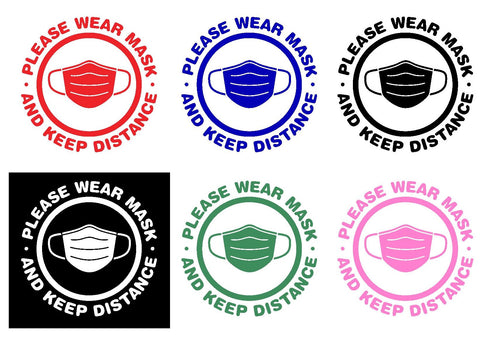 Face Mask & Social Distance Decal Vinyl Sticker