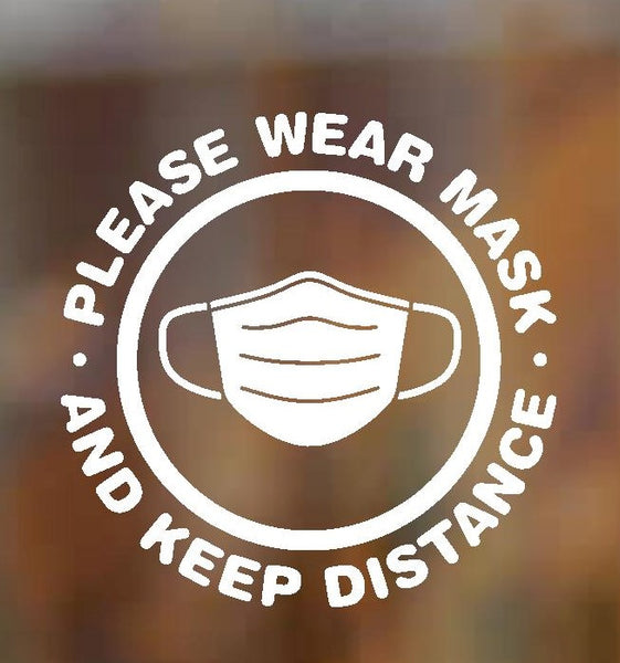 Face Mask & Social Distance Decal Vinyl Sticker