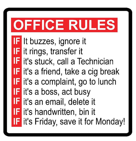 Office Rules Decal Vinyl Sticker