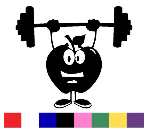 Apple With Barbell Decal Vinyl Sticker
