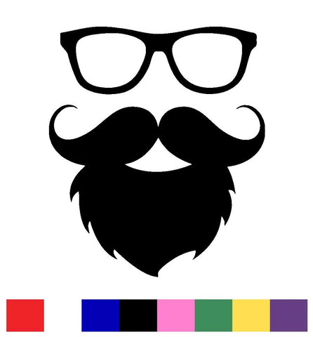 Glasses with Beard Face Decal Vinyl Sticker