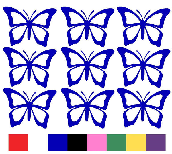 Butterfly x 9 Silhouette Decal Vinyl Stickers - Design 2