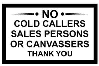 Warning No Cold Callers Sticker
