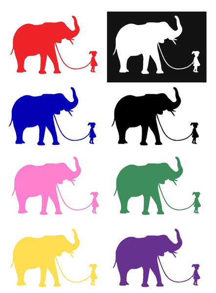 Girl with Elephant Silhouette Decal Vinyl Sticker