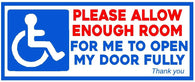 Disabled Allow Enough Room To Open Door Sticker