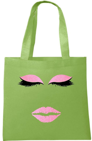 Glitter Hot Pink Eyelashes Face Tote Bag