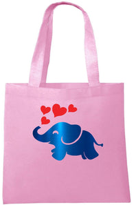 Elephant and Hearts in Metallic Foil Tote Bag - Can Be Personalised