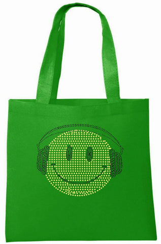 Rhinestone Smiley Face & Headphone Tote Bag