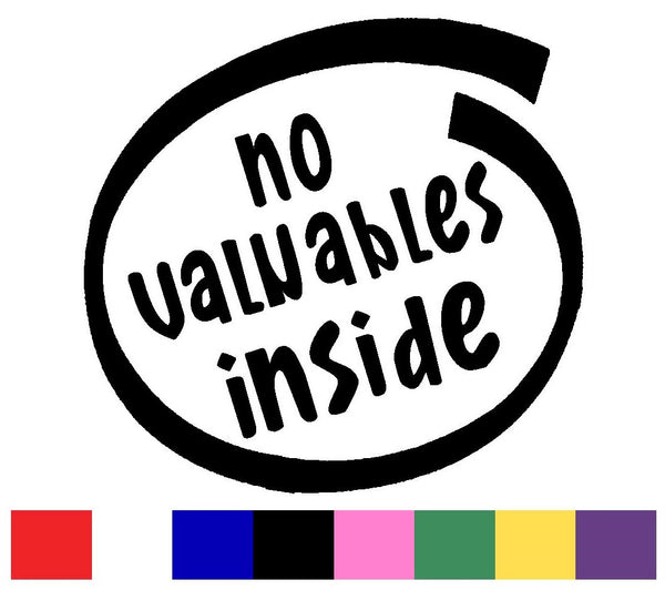 No Valuables Inside Silhouette Decal Vinyl Sticker